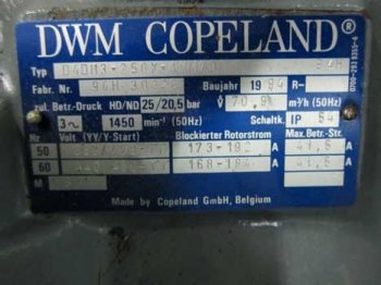 Copeland DWM compressor semi hermetic D4DH3-250X-AWM-D